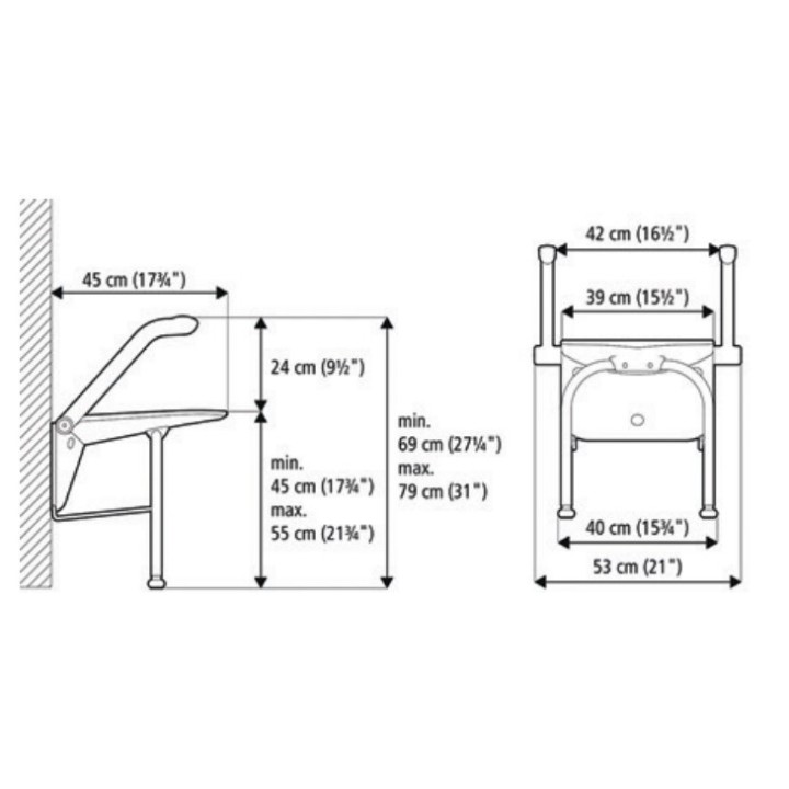 Siège de douche blanc relax avec accoudoirs et pieds