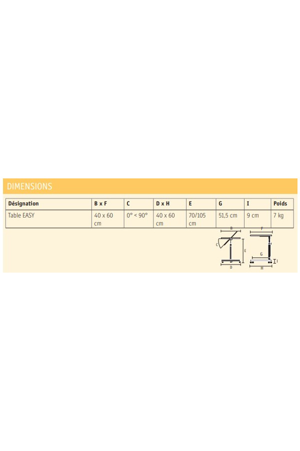 Table de lit Easy Grip - gris perle