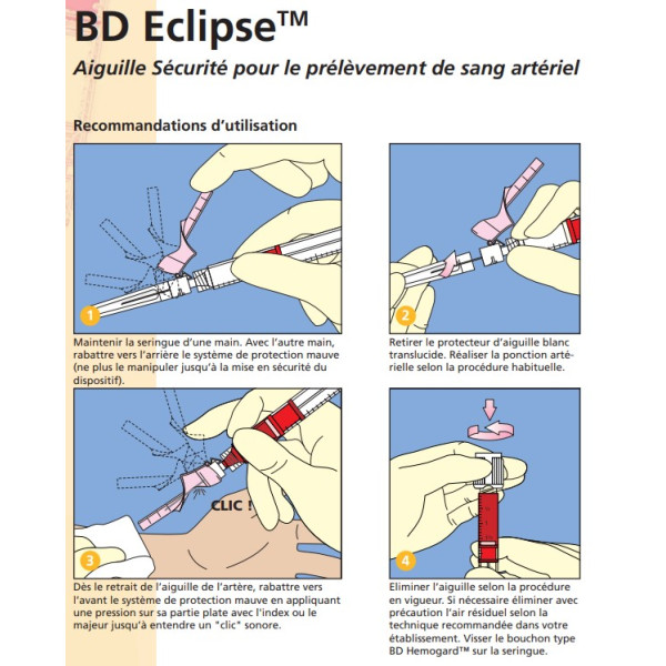 BD Preset 3 ml pour prélèvement artériel ECLIPSE - 100 unités