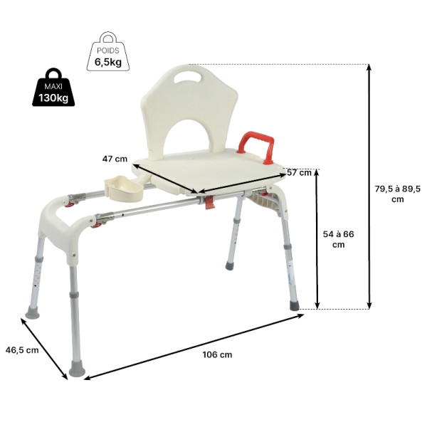 Fauteuil d'accès assise glissante