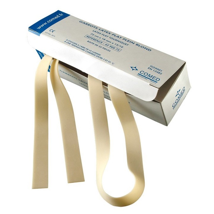 Garrot latex 75 cm boîte de 25 unités