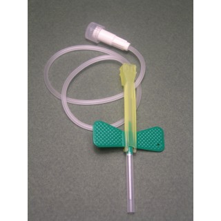 Aiguille épicranienne Safety Lock verte avec adaptateur à l'unité