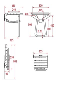 cotes siège de douche escamotable